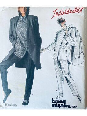 80s Issey Miyake Vogue 1664 Sz 14 Individualist Jacket Shirt Pants Pattern Uncut